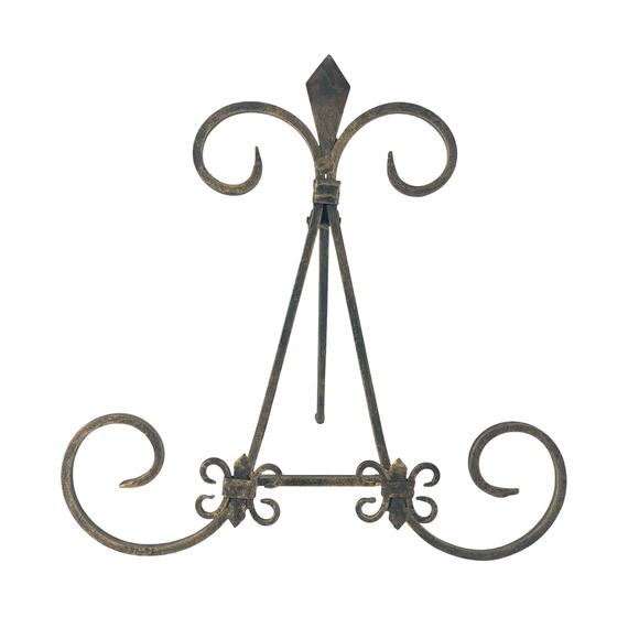 Wrought Iron Cookbook Stand Easel Burnished Gold EUC Swirl Design - Picture 1 of 8